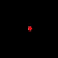 a red logo on a black background